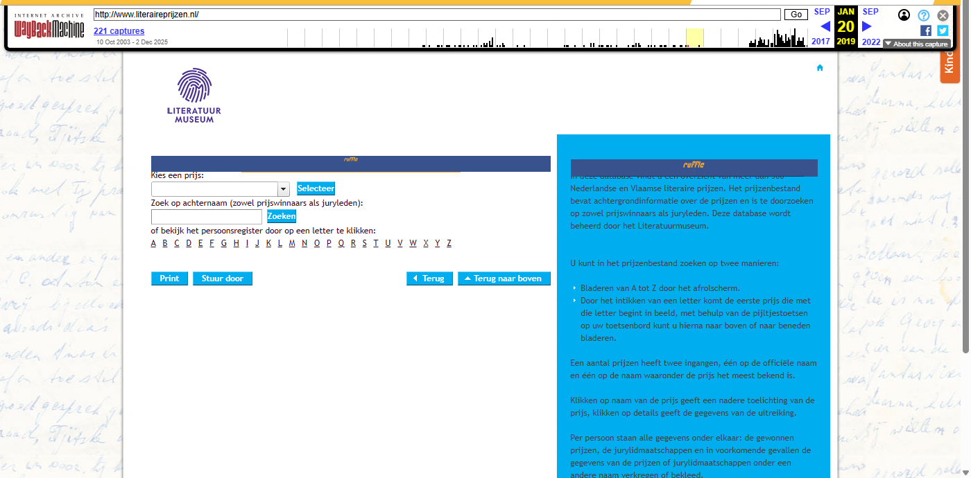 Literaireprijzen.nl screenshot